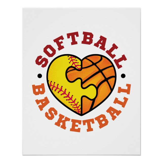 Softball Basketball Heart Poster (Front)