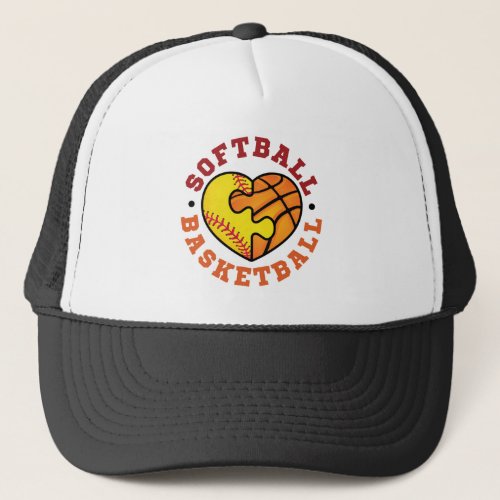 Softball Basketball Heart Trucker Hat