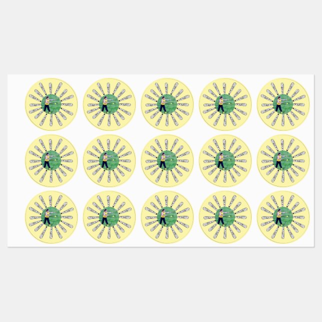 Softball Bat Flower with Photo Kids' Labels (Sheet)
