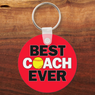 Softball BEST COACH EVER Custom Team Color Sports Keychain