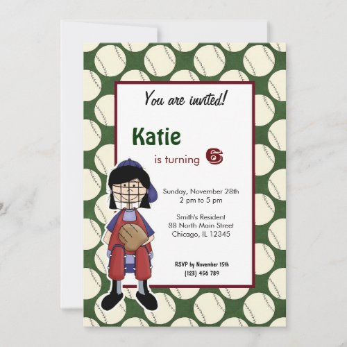 Softball Birthday Invitation