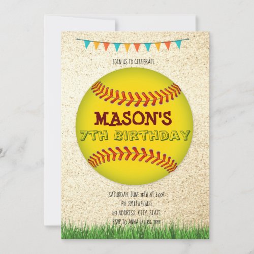 Softball Birthday Invitation