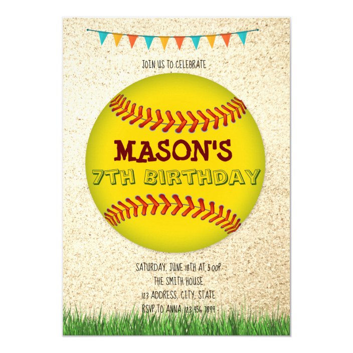 Softball Birthday Invitation | Zazzle.com