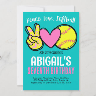 Softball Birthday Invite