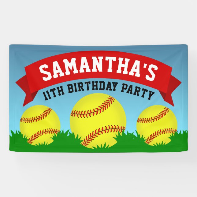Softball Birthday Party Banner (Horizontal)