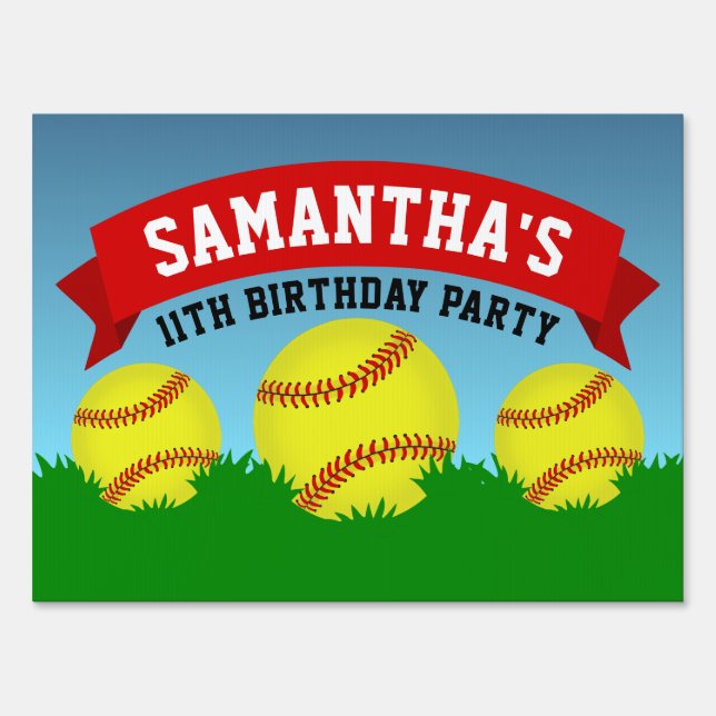 Softball Birthday Party Yard Sign (Front)