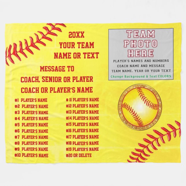 Softball Blankets Personalized, Coach, Seniors (Front (Horizontal))