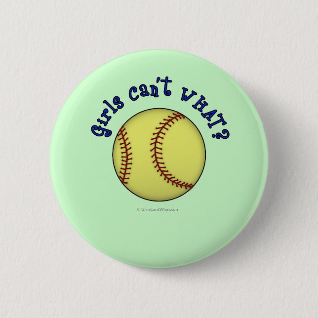 Softball-Blue Pinback Button (Front)
