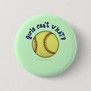 Softball-Blue Pinback Button