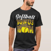 Baseball Bonus Mom Game Day Leopard Baseball Mothers Day T-Shirt