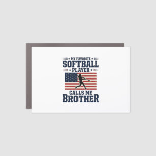 Softball Brother Patriotic Vintage Engraving Shirt Car Magnet