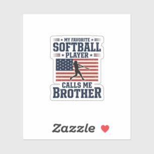 Softball Brother Patriotic Vintage Engraving Shirt Sticker