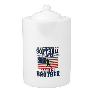 Softball Brother Patriotic Vintage Engraving Shirt Teapot