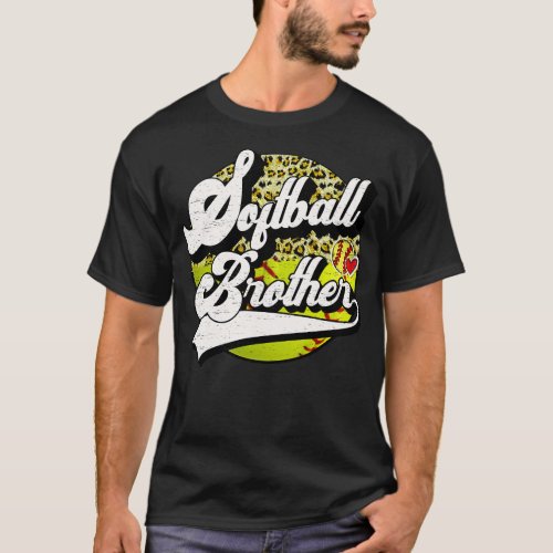 Softball Brother Vintage Leopard Softball Family M T_Shirt