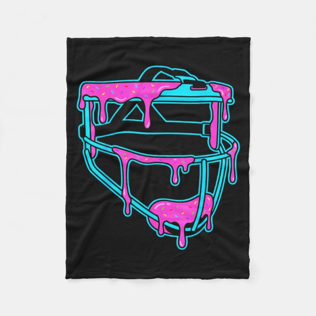 Softball Catcher Drip Ice Cream Mask Sprinkles Gam Fleece Blanket (Front)