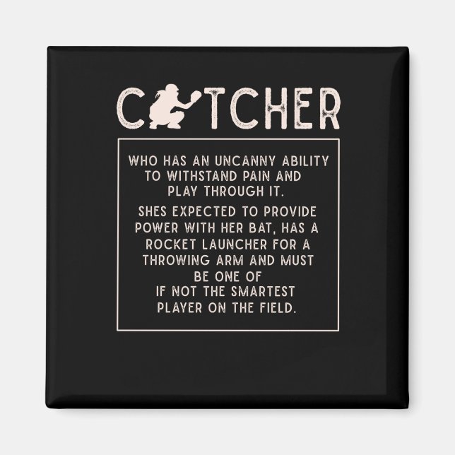 Softball Catcher Girl Funny Baseball Player Humor Magnet (Front)