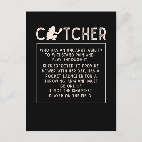 Softball Catcher Girl Funny Baseball Player Humor Postcard