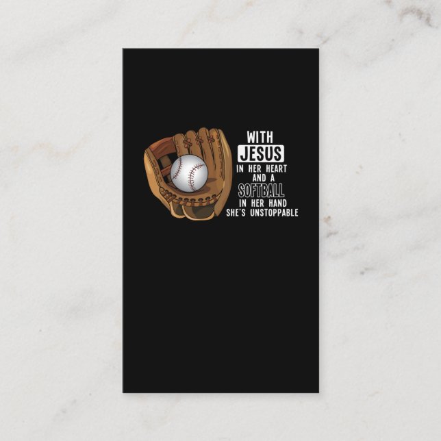 Softball Catcher Girl Jesus Religious Baseball Business Card (Front)
