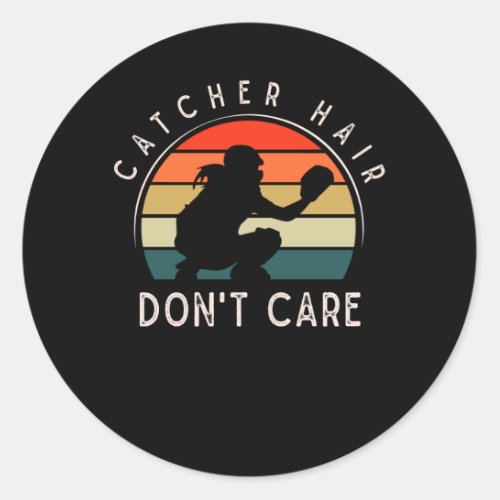 Softball Catcher Girl Kids Baseball Player Classic Round Sticker