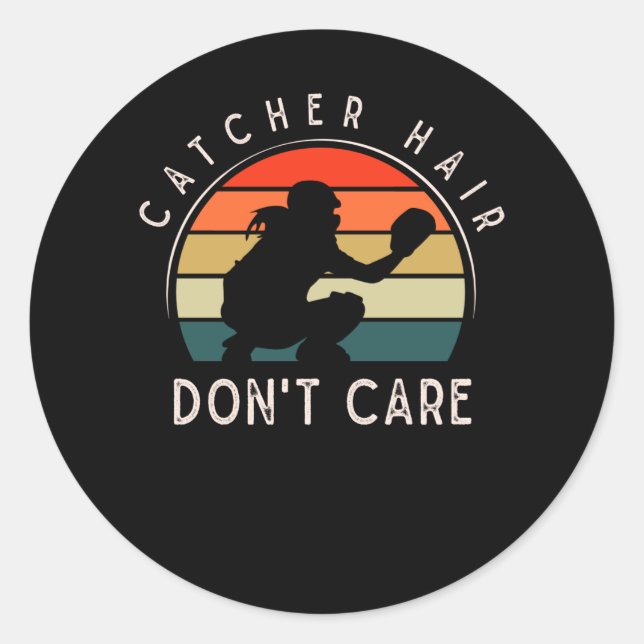 Softball Catcher Girl Kids Baseball Player Classic Round Sticker (Front)