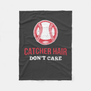 Softball - Catcher Hair Don't Care Fleece Blanket