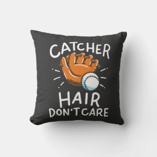 Softball - Catcher Hair Don't Care Throw Pillow