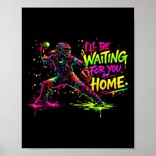Softball Catcher Ill Be Waiting for At Home Color Poster