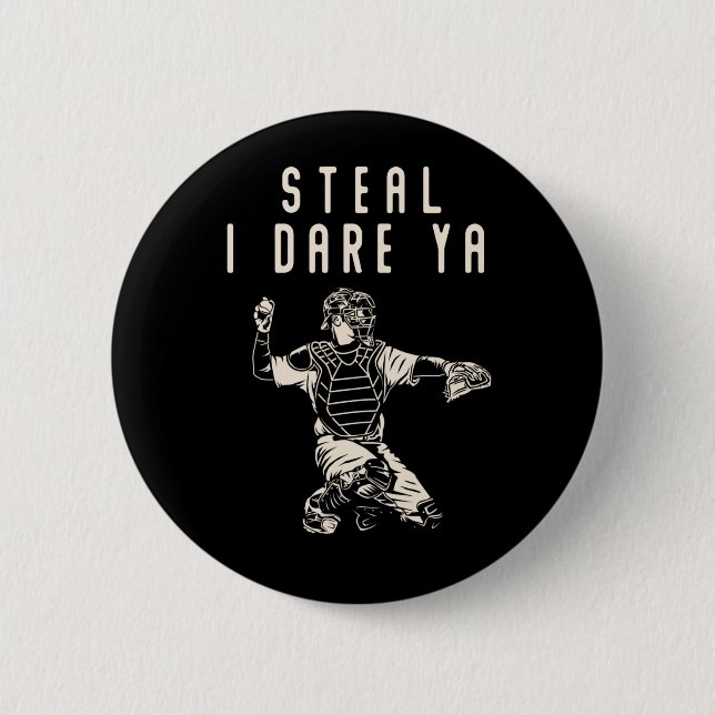 Softball Catcher Kids Funny Baseball Player Humor Button (Front)