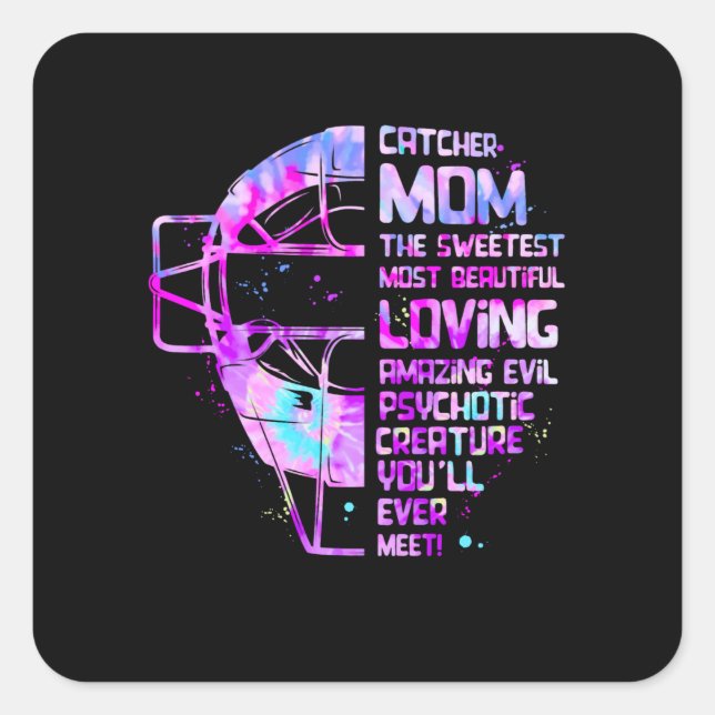 Softball Catcher Mom The Sweetest Most Beautiful L Square Sticker (Front)