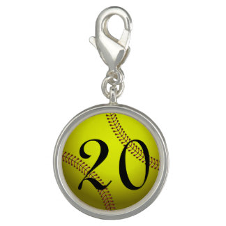 softball charm with number