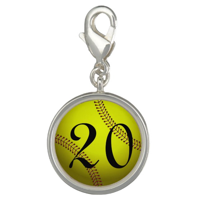 softball charm with number (Front)
