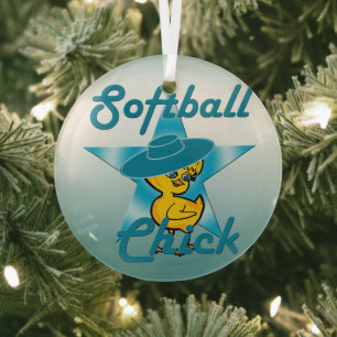 Softball Chick #7 Glass Ornament