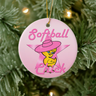 Softball Chick #8 Ceramic Ornament
