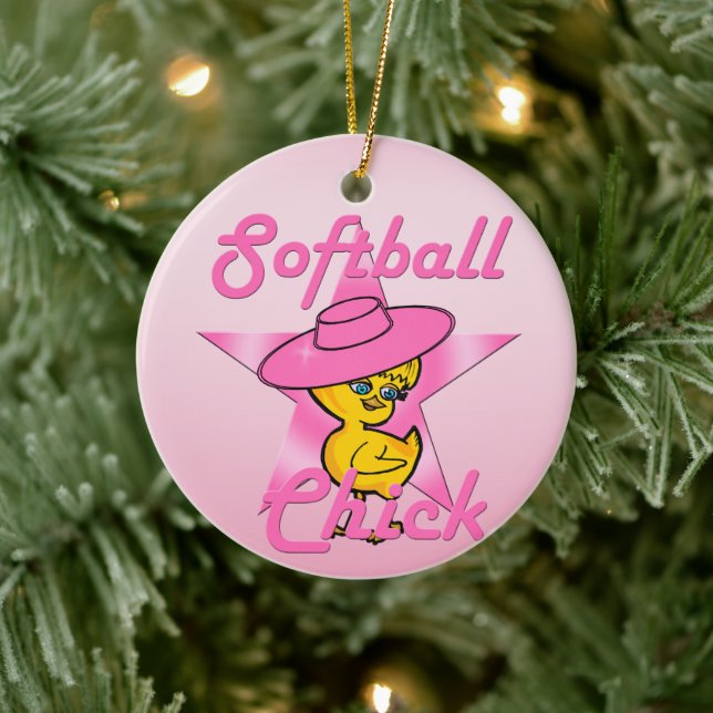 Softball Chick #8 Ceramic Ornament (Tree)