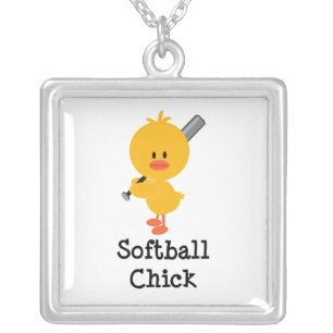Softball Chick Sterling Silver Necklace