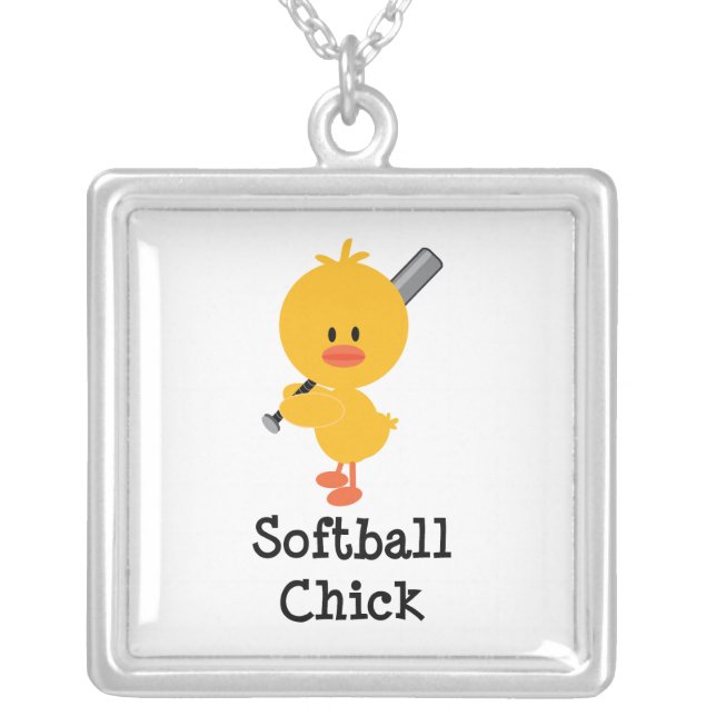 Softball Chick Sterling Silver Necklace (Front)