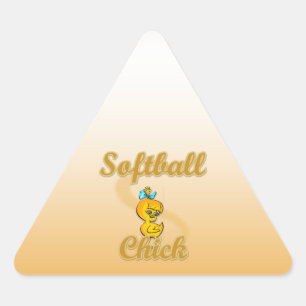 Softball  Chick Triangle Sticker