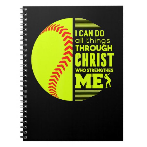 Softball Christian Softball I Can Do All Things Ph Notebook