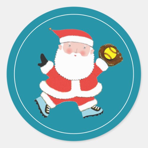 Softball Christmas Classic Round Sticker