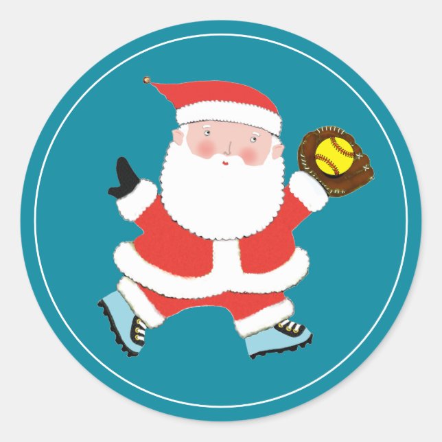 Softball Christmas Classic Round Sticker (Front)