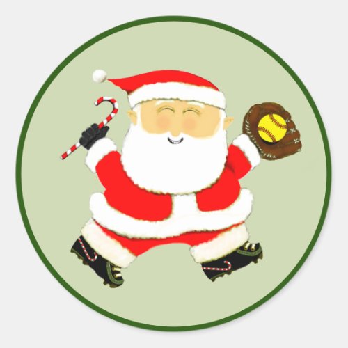 Softball Christmas Classic Round Sticker