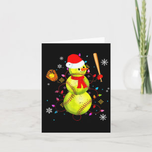 Softball Christmas Funny Softball Snowman Xmas Card