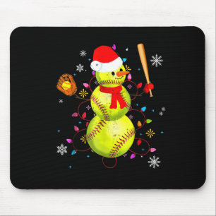 Softball Christmas Funny Softball Snowman Xmas Mouse Pad