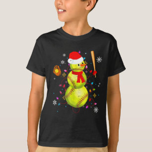 Softball Christmas Funny Softball Snowman Xmas T-Shirt
