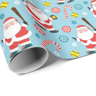 Softball Christmas Gift Wrapping Paper