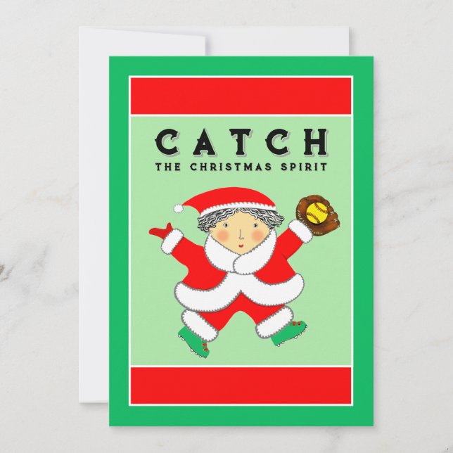 Softball Christmas Holiday Card (Front)