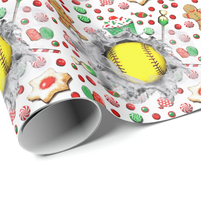 softball Christmas holiday gift Wrapping Paper