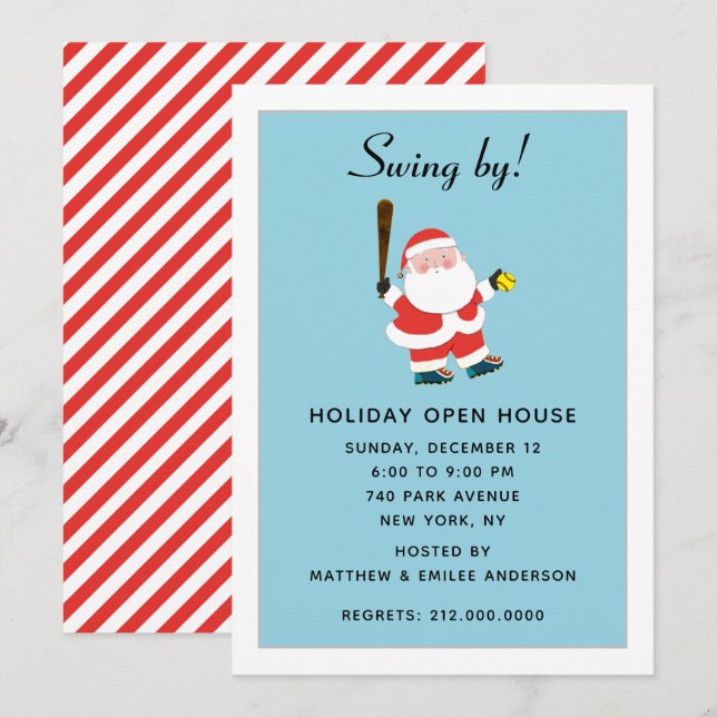 Softball Christmas Holiday Party Invitation (Front/Back)