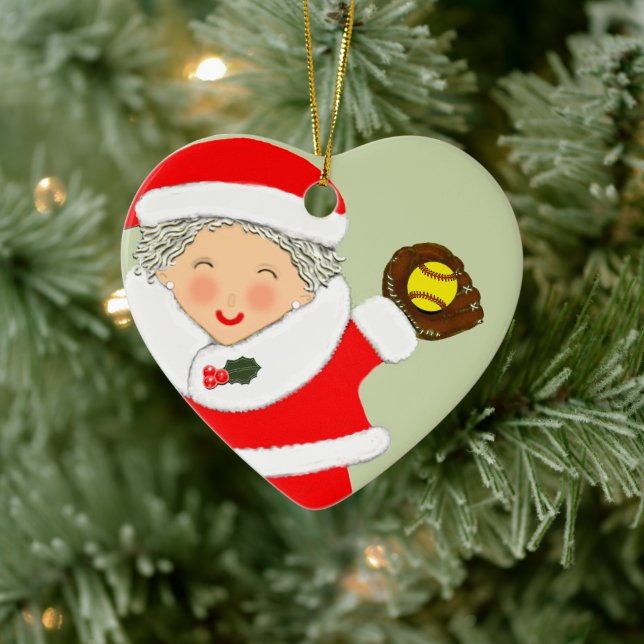 Softball Christmas Keepsake Ceramic Ornament (Tree)