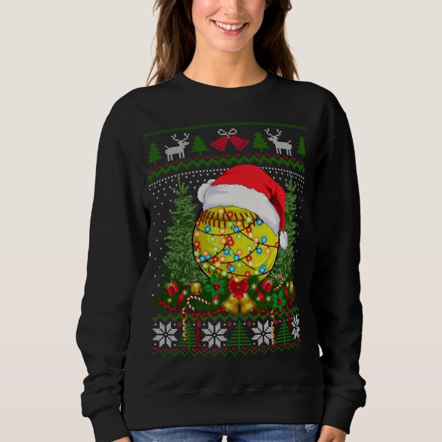 Softball Christmas Ugly Sweater Family Gifts Sport (Front)